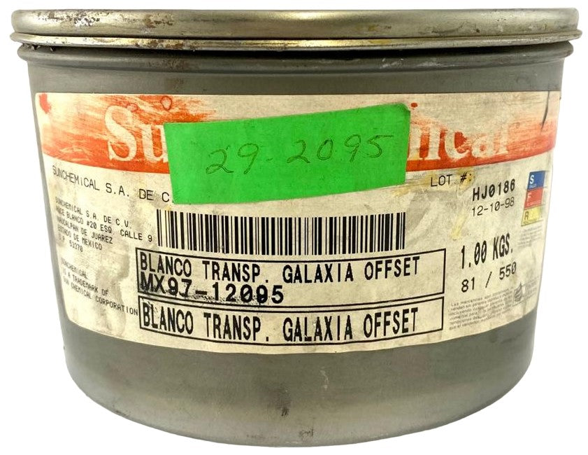 Tinta tono Pantone® 1kg Blanco Transpar Sun Chemical® 12095 [Kilo]