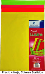 Papel Lustrina Eurolustre 24.5k Arcoiris Neón-4 50×70 70g euromac® EL0158 [Hoja] 7501523726680
