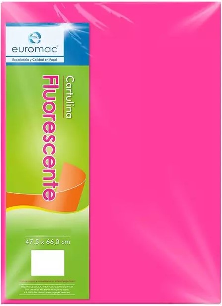 Cartulina Fluorescente Eurocolor 179g Rosa Neón 47.5×66cm euromac® EF0045 Hoja 7501523724877 01