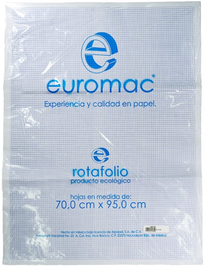 Papel p/Rotafolio Paquete con 25 Hojas 68g Cuadro 5mm 70×95cm euromac® RT0008 Bolsa 7501523723290 01