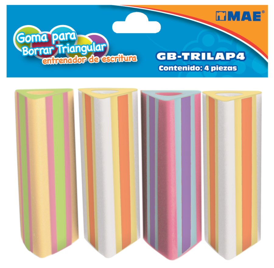 Entrenador para Escritura Triangulo Posicionador c/4 Colores MAE® GB-TRILAP4 [Paquete] 7502237301514