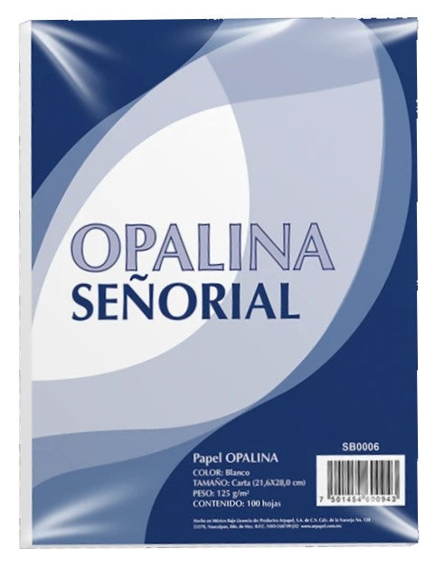 Papel Opalina c/100 Señorial 125g Blanco Carta euromac® SB0006 Cien hojas 7501454600943