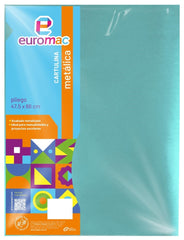 Cartulina Metálica 1/cara Azul Turquesa 47.5×66cm euromac® MT0002 Hoja 7501523726994 01