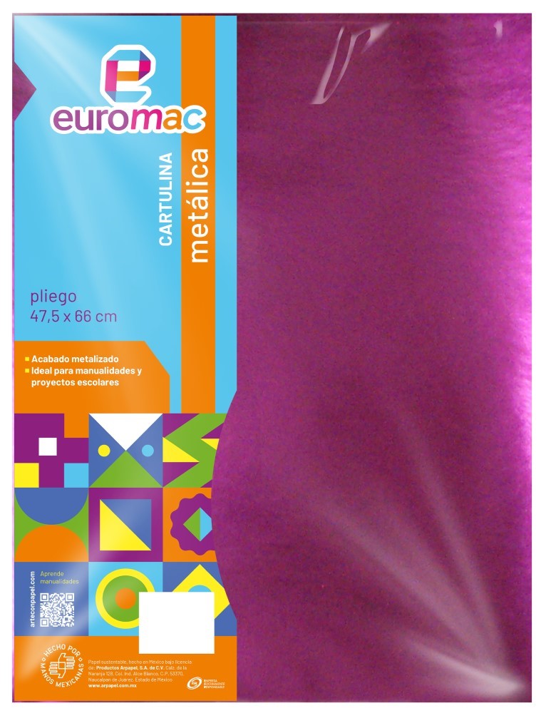 Cartulina Metálica 1/cara Obispo 47.5×66cm euromac® MT0003 Hoja 7501523726970 01