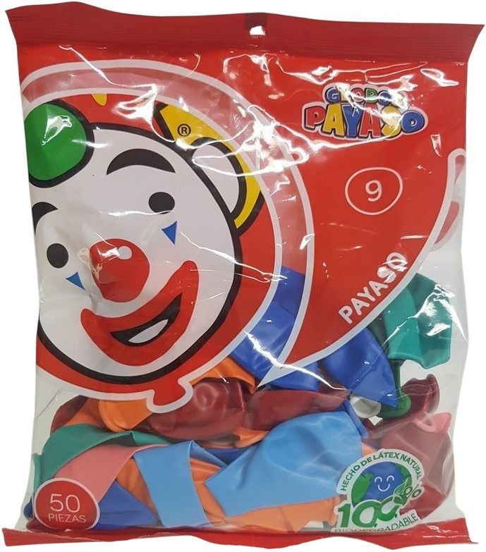 Globos Redondos Decorativo Fiesta c/50 Colores Surtido 9" Payaso® 3739 [Bolsa] 7501060415337