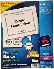 Etiqueta p/Impresora Láser c/100 1 × Hoja 100hj Blanco 8½×11" Avery® 5165 [Caja] 72782651657