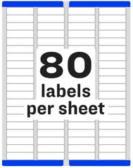 Etiqueta p/Impresora Láser c/2000 80 × Hoja 25hjs Blanco ½×1¾" Avery® 5267 [Sobre] 72782652678 2