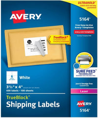 Etiqueta p/Impresora Láser c/600 6 × Hoja 100hj Blanco 3-1/3×4" Avery® 5164 [Sobre] 72782651640 2