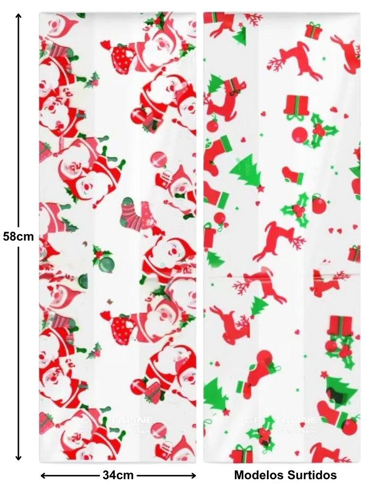 Bolsa Celofán Decorada Navidad c/fuelle Grande 48×68cm CRISTALINE® Pieza 7501667100056 02