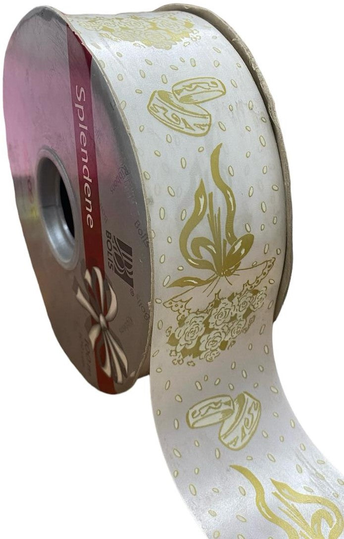 Listón Ella Nastro Splendene Boda 48mmx100m Bolis® 55/ORO-BCO [Pieza] 8001565297395
