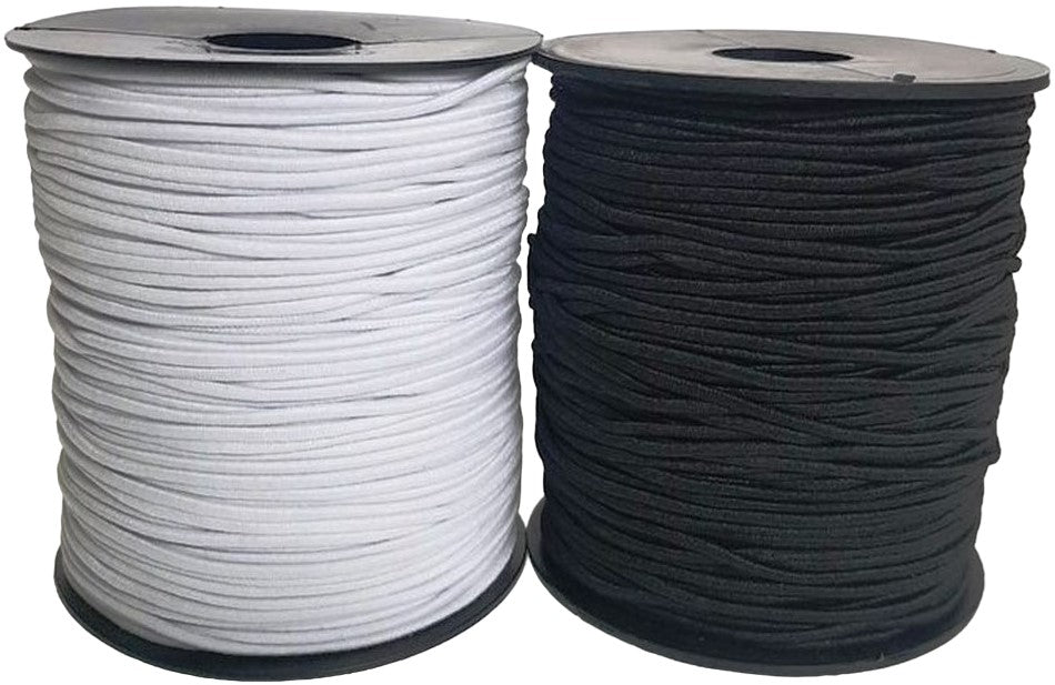 Elástico Cola Rata Cola de Rata Tipo Cable 2.5mm Blanco-Negro Mercería® [Metro] 2
