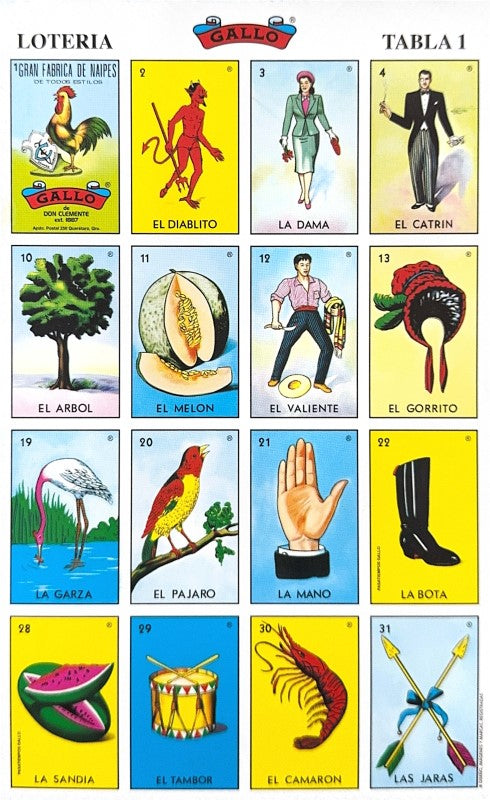 Lotería 1 Juego de Naipes Grande c/20 Tablas Chicas 13.5×21.5 Gallo® 17279 [Bolsa] 748622172797 4