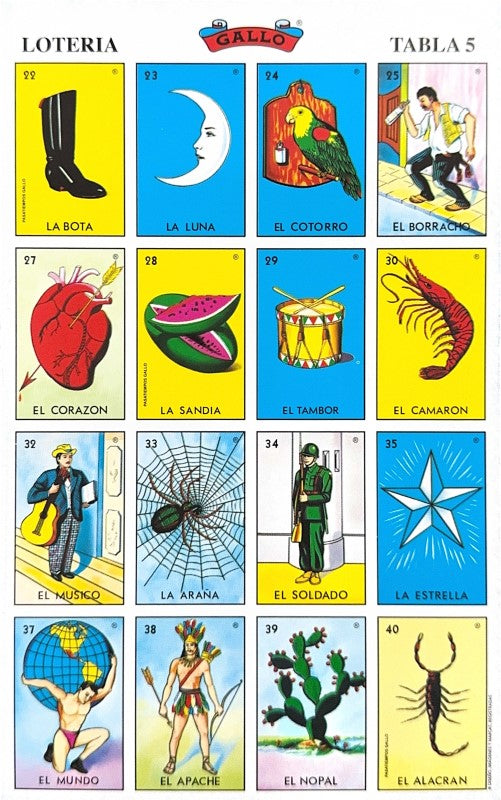Lotería 1 Juego de Naipes Grande c/20 Tablas Chicas 13.5×21.5 Gallo® 17279 [Bolsa] 748622172797 8