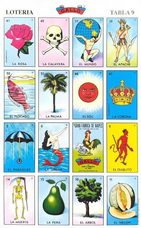 Lotería 1 Juego de Naipes Grande c/20 Tablas Chicas 13.5×21.5 Gallo® 17279 [Bolsa] 748622172797 12