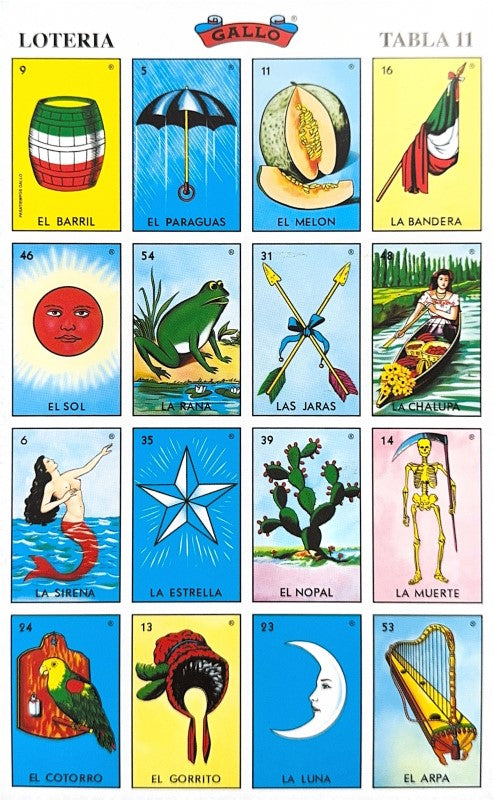 Lotería 1 Juego de Naipes Grande c/20 Tablas Chicas 13.5×21.5 Gallo® 17279 [Bolsa] 748622172797 14