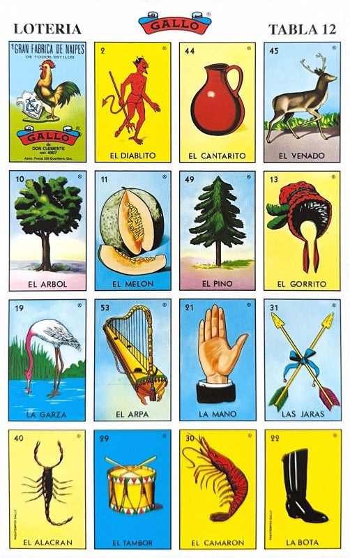 Lotería 1 Juego de Naipes Grande c/20 Tablas Chicas 13.5×21.5 Gallo® 17279 [Bolsa] 748622172797 15