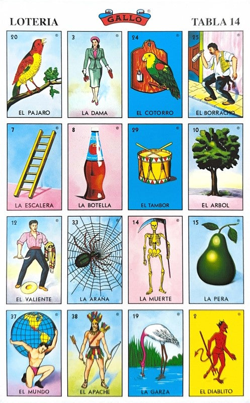 Lotería 1 Juego de Naipes Grande c/20 Tablas Chicas 13.5×21.5 Gallo® 17279 [Bolsa] 748622172797 17