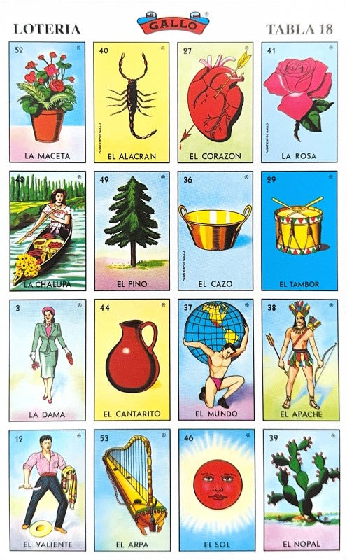 Lotería 1 Juego de Naipes Grande c/20 Tablas Chicas 13.5×21.5 Gallo® 17279 [Bolsa] 748622172797 21