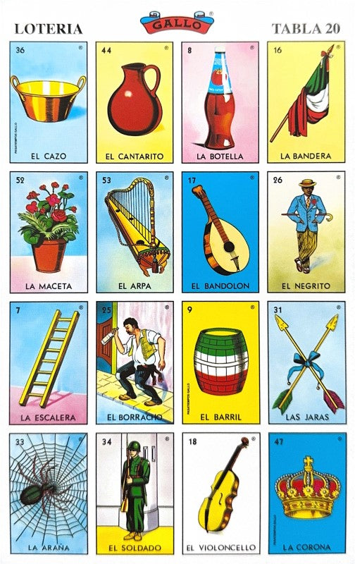 Lotería 1 Juego de Naipes Grande c/20 Tablas Chicas 13.5×21.5 Gallo® 17279 [Bolsa] 748622172797 23