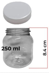 Tarro PET Cilíndrico c/Tapa Blanca R-63 Cristal 250ml Envases® [Tarro]