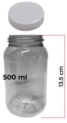 Tarro PET Cilíndrico c/Tapa Blanca R-63 Cristal 500ml Envases® Tarro 01