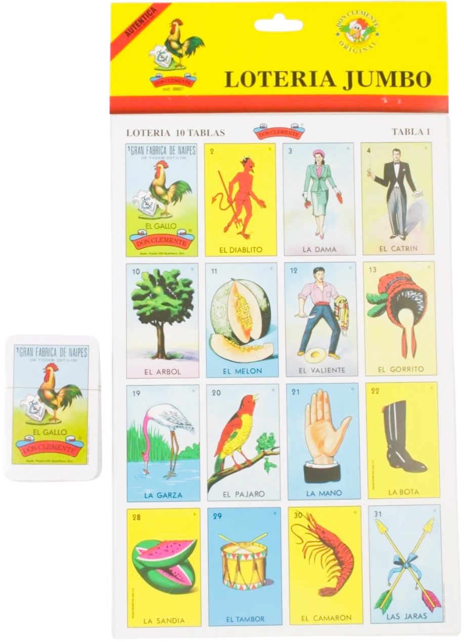 Lotería 1 Juego de Naipes Grande c/10 Tablas Jumbo 23×36cm Gallo® 17284 [Bolsa] 748622172841