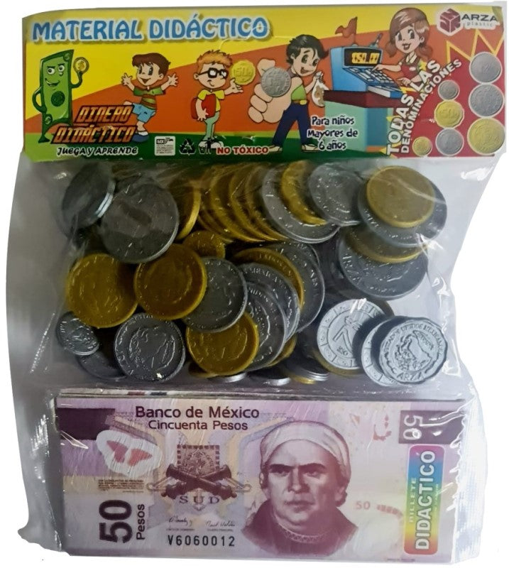 Material Didáctico Billete Papel c/Monedas c/108 5.5×12.6cm ARZA® MOVBI108 Bolsa 7508304338698