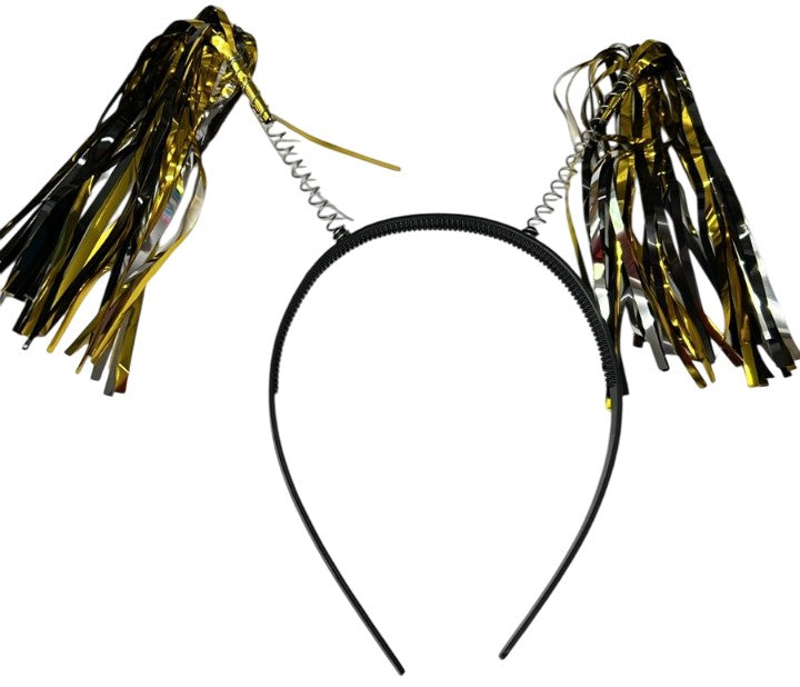 Adorno Año Nuevo Diadema c/Tiritas Negro/Oro Mercería® XN-348 [Pieza]