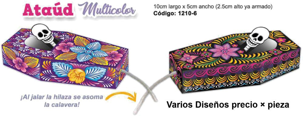 Adorno Día de Muertos Ataúd Móvil Multicolor 10×5×2.5cm Padi® 1210-6 Pieza 682158012106