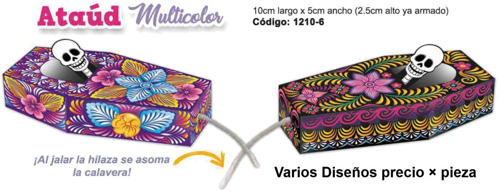 Adorno Día de Muertos Ataúd Móvil Multicolor 10×5×2.5cm Padi® 1210-6 [Pieza] 682158012106