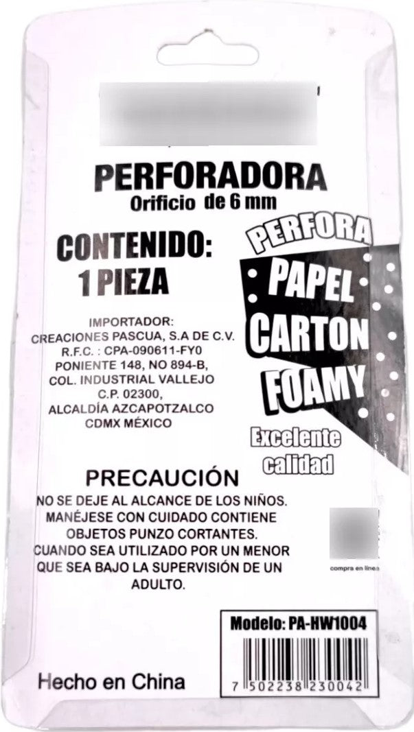 Perforadora Pinza Circulo ¼" Pascua® PA-HW-1004 [Pieza] 7502238230042 2