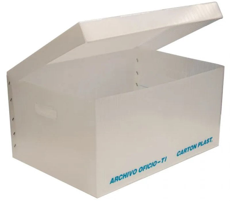Caja Archivo de Plástico 50×36.5×25cm Tapa Integrada Oficio CARTONPLAST® Pieza 01