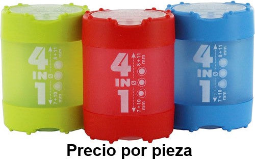 Sacapuntas de Plástico 4 In 1 (4 Orificios) Quadr Colores c/Deposito KUM® 102KMD [Pieza] 4064900050592 2
