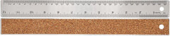 Regla Acero Inoxidable Base c/Corcho cm y pulgas 30cm Rihan® TY-630 [Pieza]