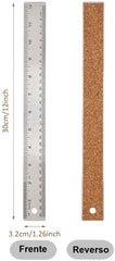 Regla Acero Inoxidable Base c/Corcho cm y pulgas 30cm Rihan® TY-630 [Pieza] 2