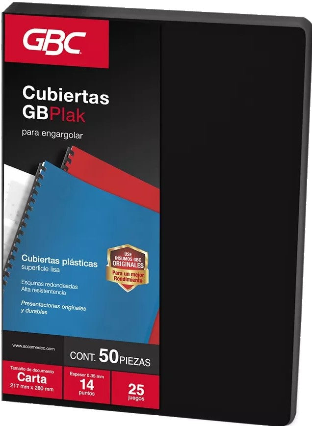 Pasta p/Engargolar GBPlak Liso c/50 Negro 22×28.5cm GBC® P3562 [Paquete] 7501357035620