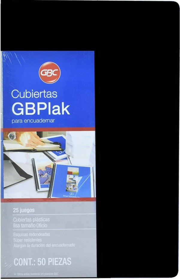 Pasta p/Engargolar GBPlak Liso c/50 Negro 22×35cm GBC® P3549 [Paquete]
