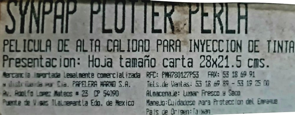 Película Poliéster Hoja Synpap InkJet 1/cara Perla 165micron Carta Marmo® [Hoja] 2
