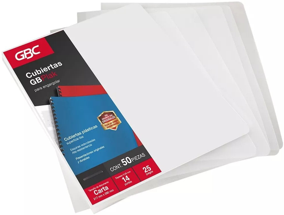 Pasta p/Engargolar GBPlak Liso c/50 Transparente 22×28.5cm GBC® P3558 [Paquete] 7501357035583