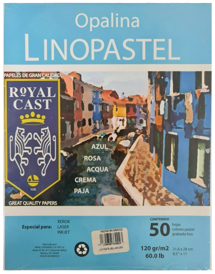 Papel Opalina Linopastel paquete c/50 120g Azul Carta Satinado® 7139030330023