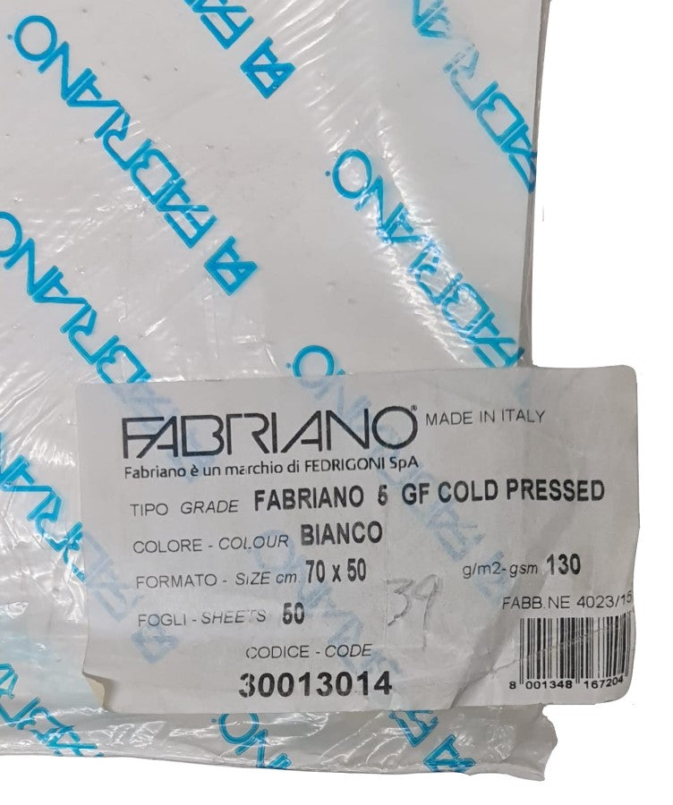 Papel Fabriano® 5 GF ColdPress 50%Cotton 130g Blanco 50×70cm Fedrigoni® 30013014 Hoja 8001348167204