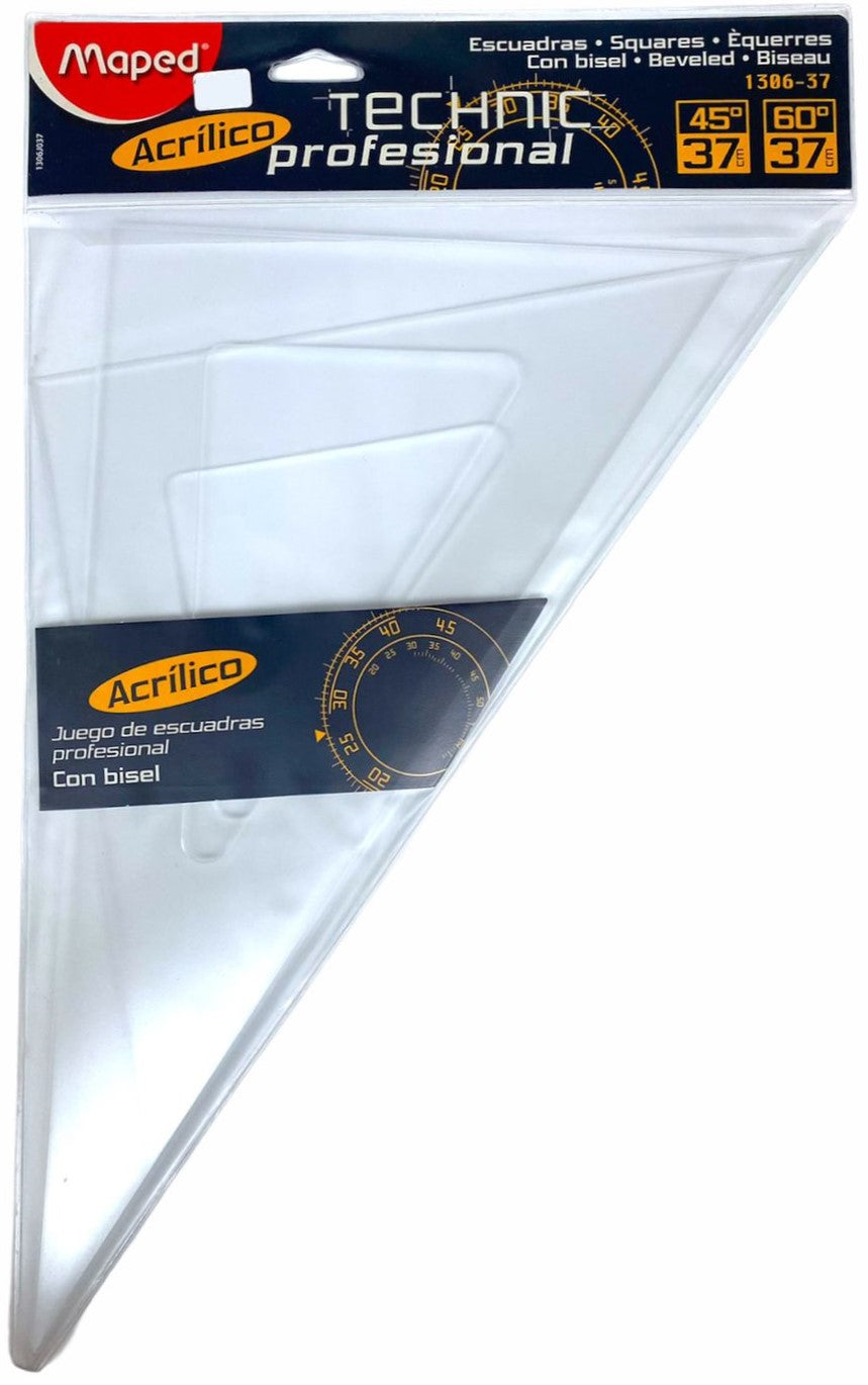 Escuadras Profesional #1306 Juego 45/60 37cm c/bisel Acrílico Maped® Bolsa 734365120379 01
