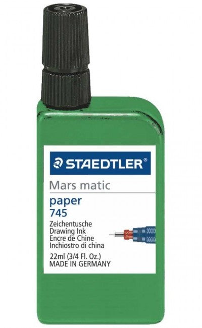 Tinta China p/Estilógrafo Mars® Matic 22ml Verde Frasco Staedtler® 745 5 Pieza 4007817700853 01