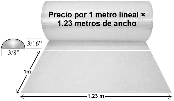 Rollo Plástico Burbuja Burbuja Chica 3/16"altura Ø 3/8" 1.23×1m C-pack® CH-1 [Metro]