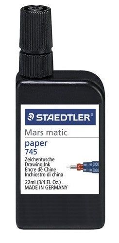 Tinta China p/Estilógrafo Mars® Matic 22ml Negro Frasco Staedtler® 745 M2-9 03 Pieza 4007817700730 0