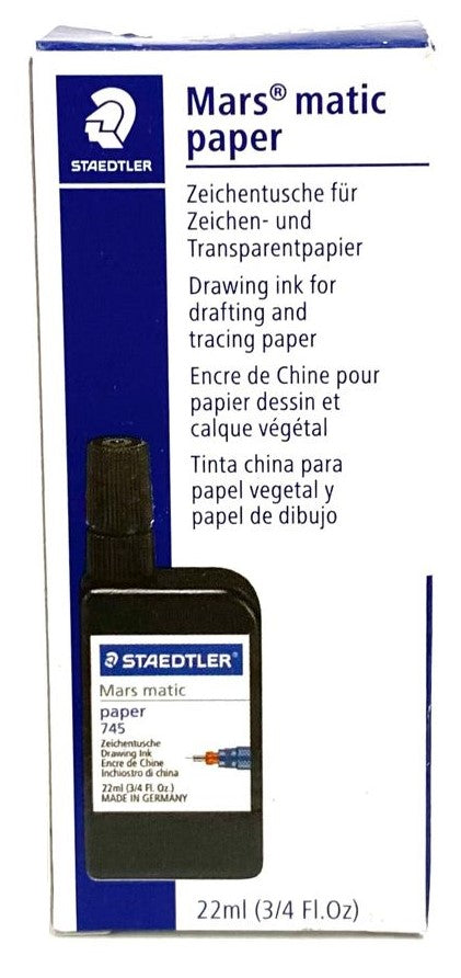 Tinta China p/Estilógrafo Mars® Matic 22ml Negro Frasco Staedtler® 745 M2-9 03 Pieza 4007817700730 0