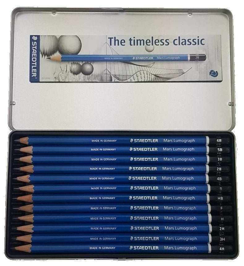 Lápiz p/Dibujo Estuche Mars® Lumograph c/12 12 Grados Staedtler® 100 G12 12 [Estuche] 4007817104729