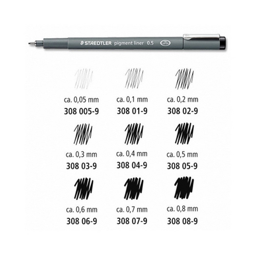 Estilógrafo Desechable pigment liner 0.7mm Negro Staedtler® 308 07-9 04 Pieza 4007817326701 02