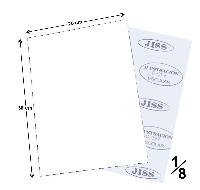 Cartón Ilustración C-399 Escolar Octavo Blanco 25×38cm Jiss® 11-14410-O Hoja 7501046097724 01