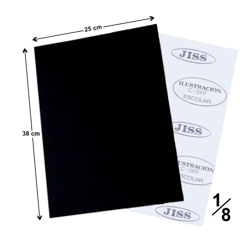 Cartón Ilustración C-399 Escolar Octavo Negro 25×38cm Jiss® 11-14415-O Hoja 7501046087138 01
